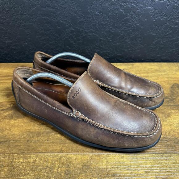 ECCO Mens Brown Leather Driver Loafers Slip On Moc Shoes Size 45‎ US 11-11.5 ✓Mens 11.5 ECCO Classic Driving Moc Brown Leather Slip-on  main image 2